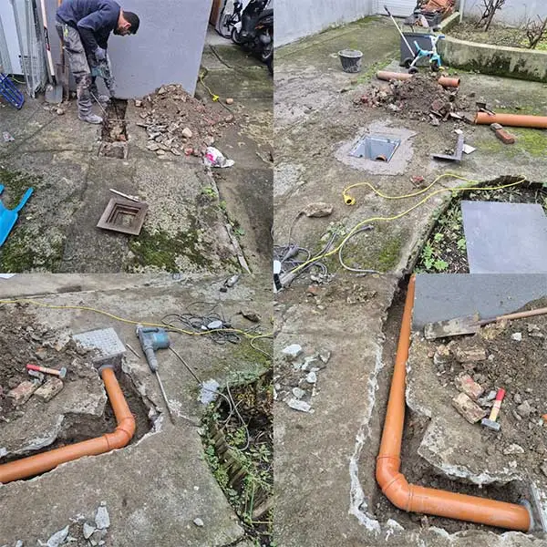 Installation évacuation eaux usées extérieur en Belgique mise aux normes