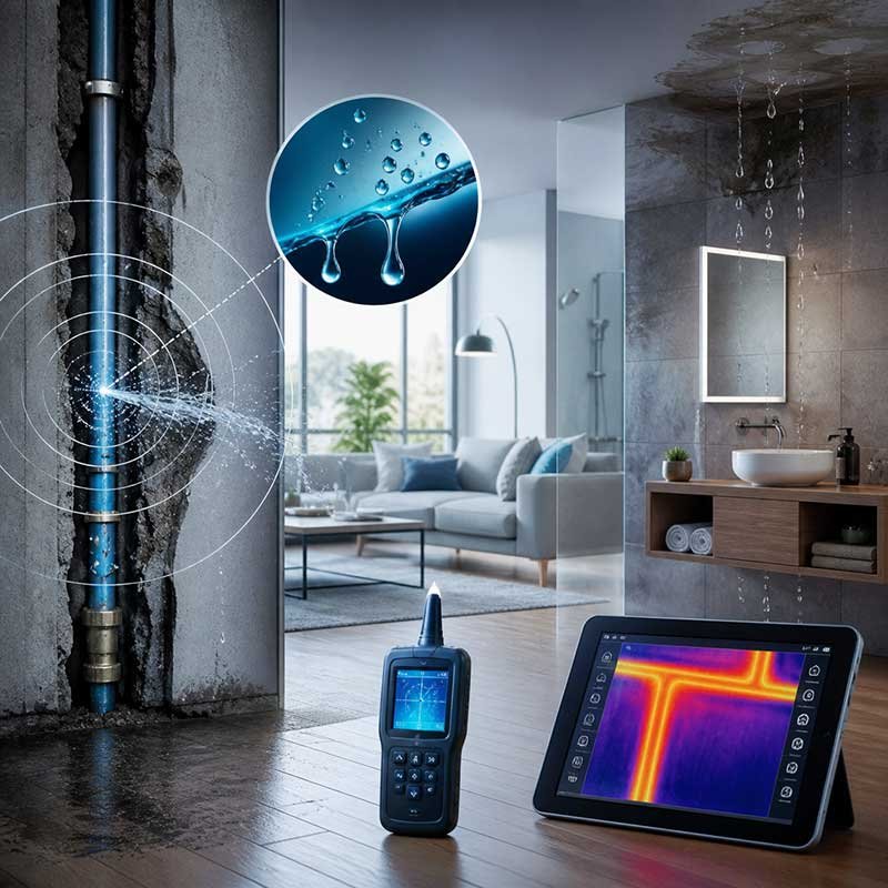 canalisation cachée avec fuite provoquant humidité et moisissure