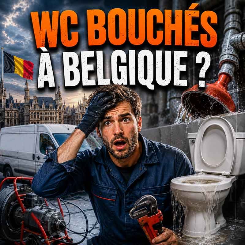 WC bouchés en Belgique avec problème de canalisation et débouchage plomberie